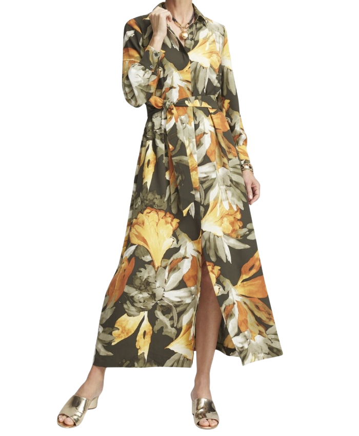 Fall Floral Print Shirtdress